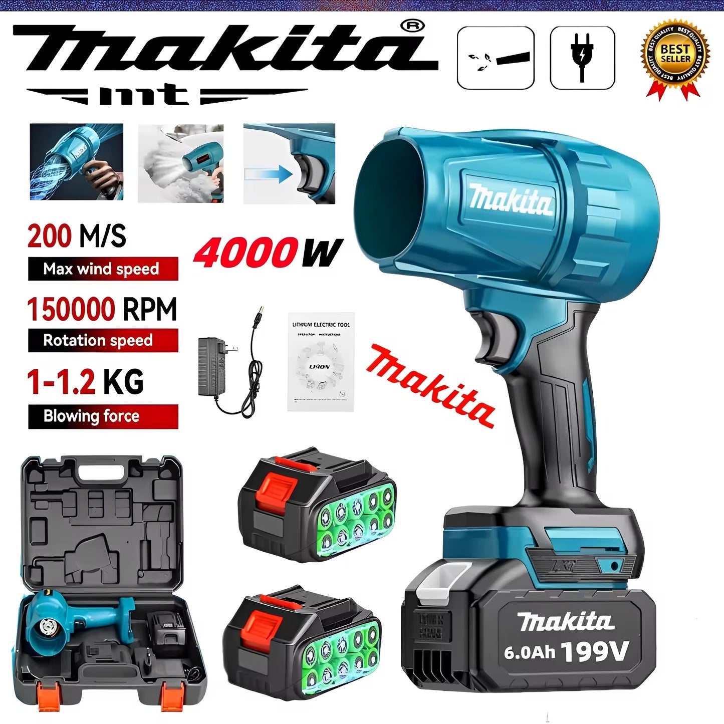 Makita 4000W Cordless Turbo Jet Blower